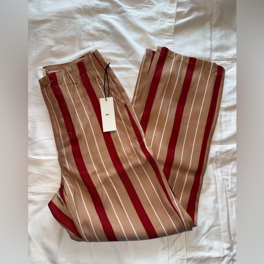 Nordstrom Women's Red and Tan Striped Pants